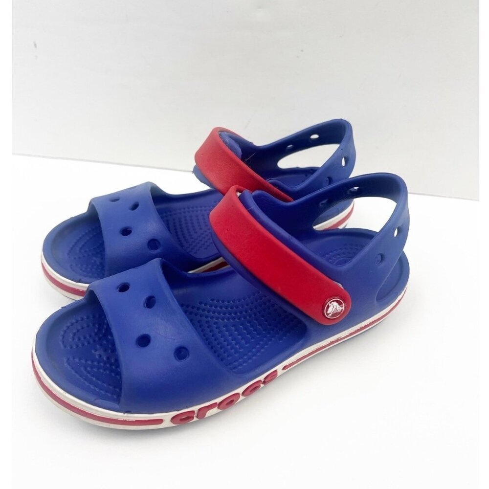 Crocs Crocband Sandals Kids Navy Blue Hook & Loop Open Toe Strappy Comfort Sz 1